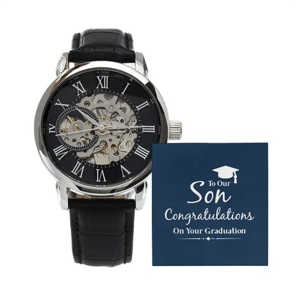 Openwork Skeleton Watch Graduation Gift for Son | Automatic Men's Watch Symbol of Success prime Collection Hub