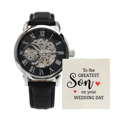 Openwork Skeleton Watch Wedding Gift for Son | Luxury Automatic Men's Watch Keepsake prime Collection Hub