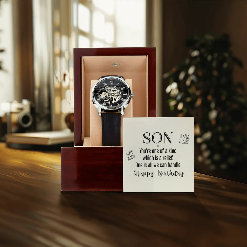 Openwork Skeleton Watch for Son Birthday Gift | Automatic Luxury Men's Watch prime Collection Hub