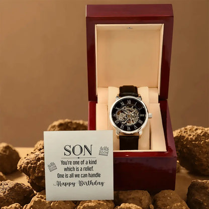 Openwork Skeleton Watch for Son Birthday Gift | Automatic Luxury Men's Watch prime Collection Hub