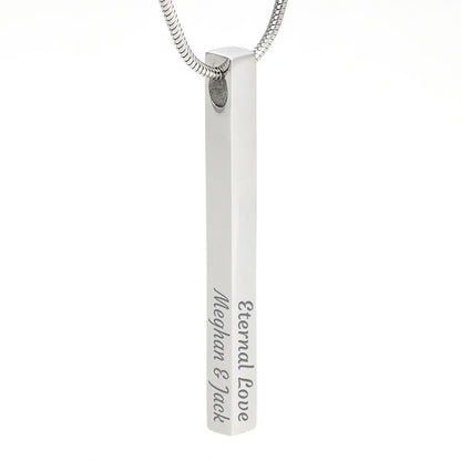 Personalized Engraved 4 Sided Stick Necklace Custom Vertical Bar Pendant Jewelry Gift prime Collection Hub