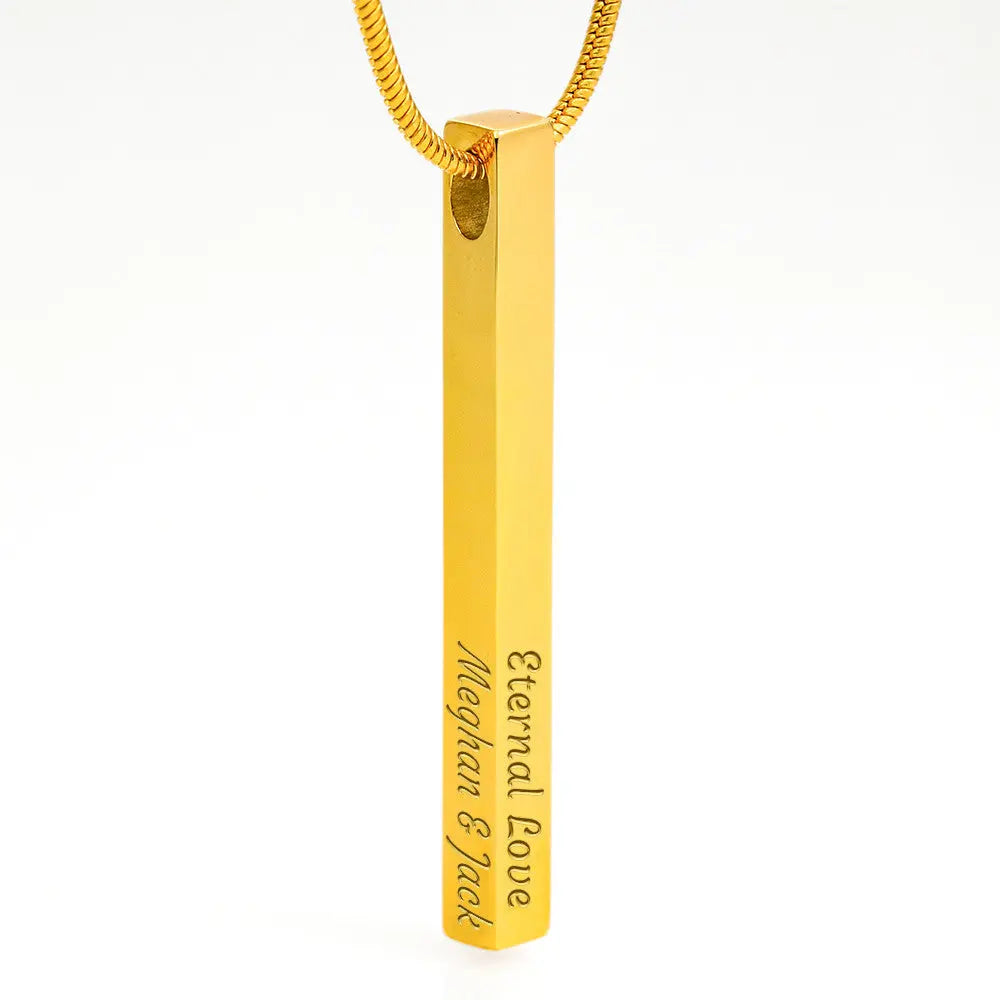 Personalized Engraved 4 Sided Stick Necklace Custom Vertical Bar Pendant Jewelry Gift prime Collection Hub