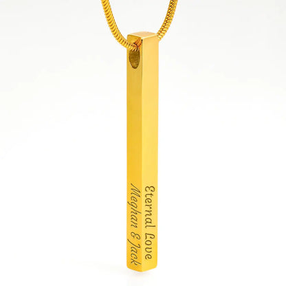 Personalized Engraved 4 Sided Stick Necklace Custom Vertical Bar Pendant Jewelry Gift prime Collection Hub