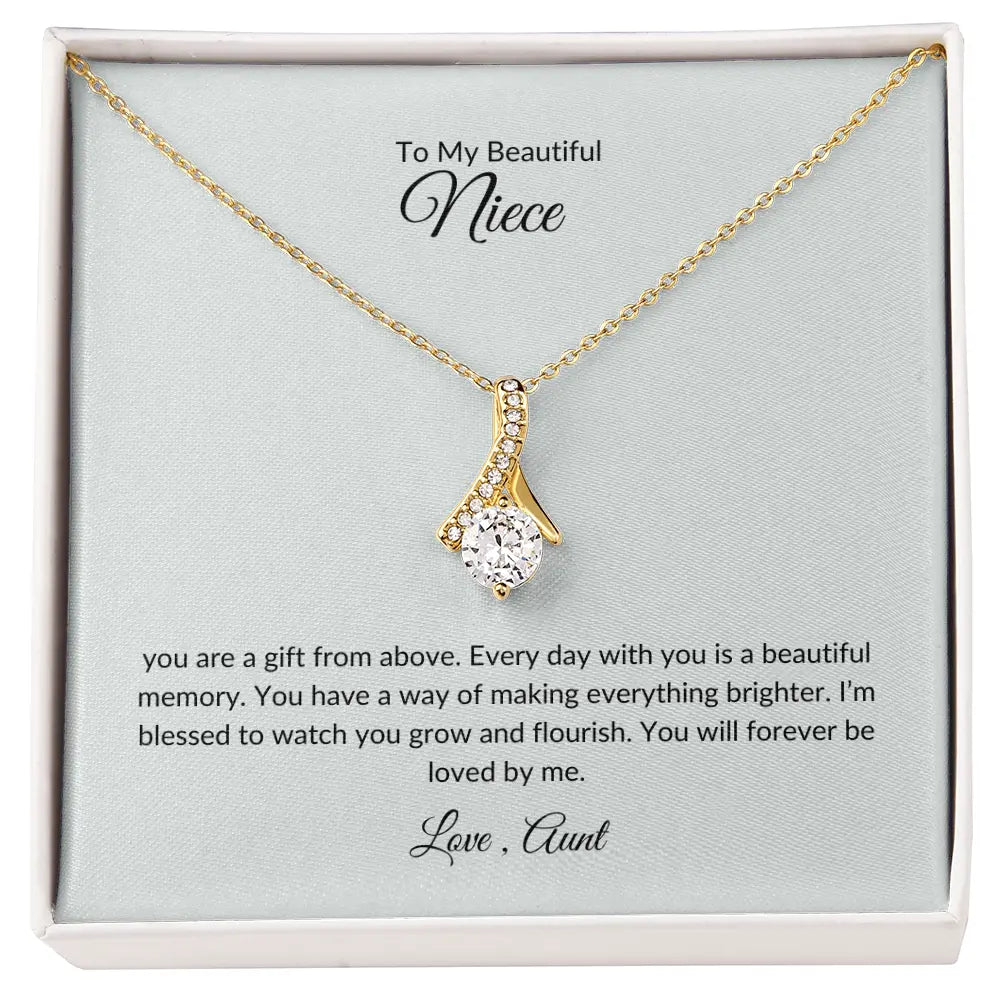 Niece Gift – Elegant Love Knot Necklace with Sentimental Card prime Collection Hub