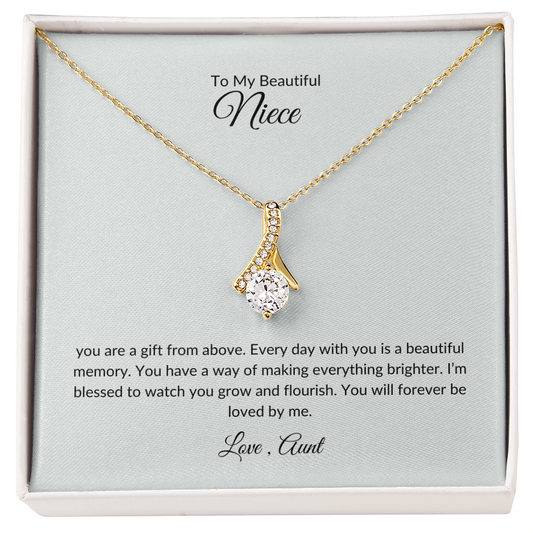 Niece Gift – Elegant Love Knot Necklace with Sentimental Card
