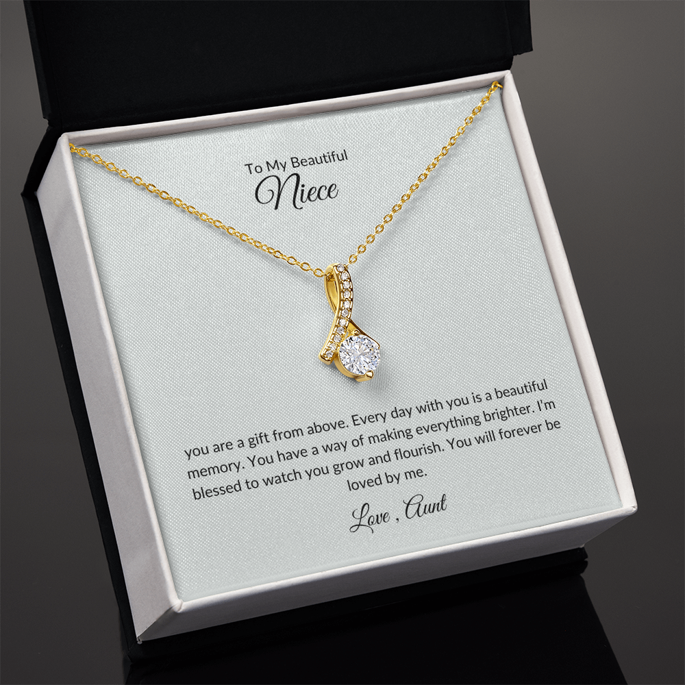 Niece Gift – Elegant Love Knot Necklace with Sentimental Card