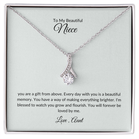 Niece Gift – Elegant Love Knot Necklace with Sentimental Card