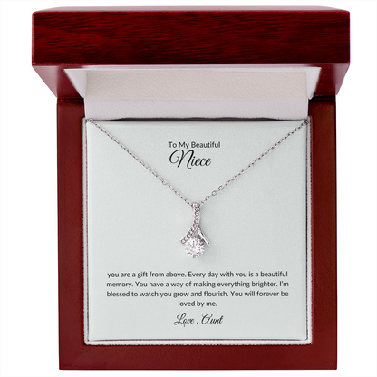 Niece Gift – Elegant Love Knot Necklace with Sentimental Card