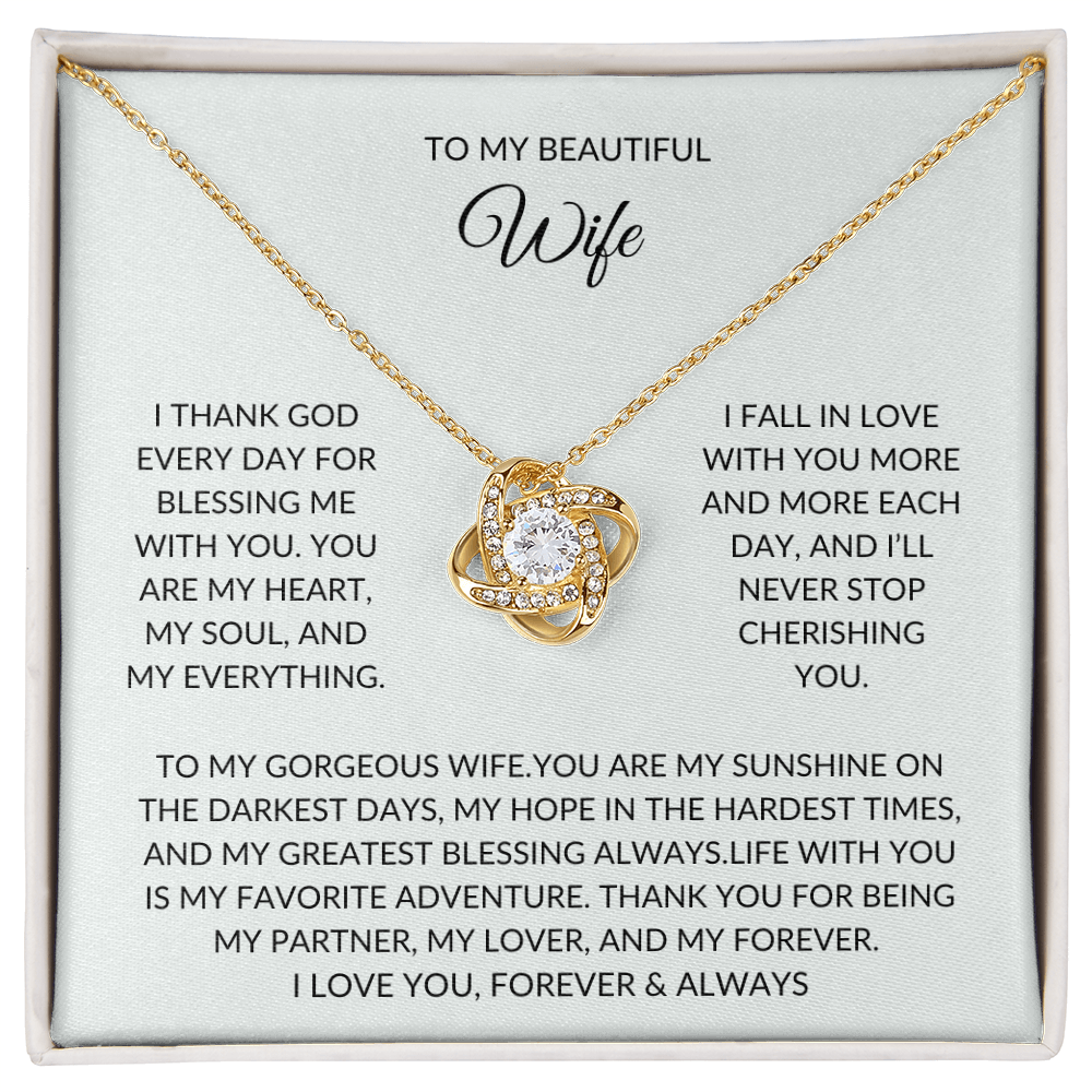 To My Beautiful Wife – Forever Love Necklace – A Gift She'll Never Forget