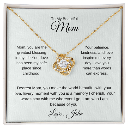 Mom Jewelry Gift Set – Necklace with Message Card & Gift Box