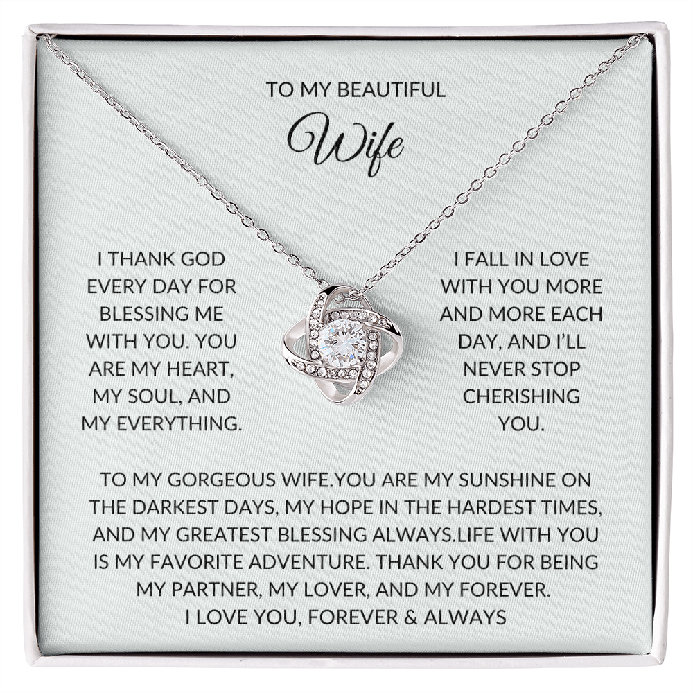 To My Beautiful Wife – Forever Love Necklace – A Gift She'll Never Forget