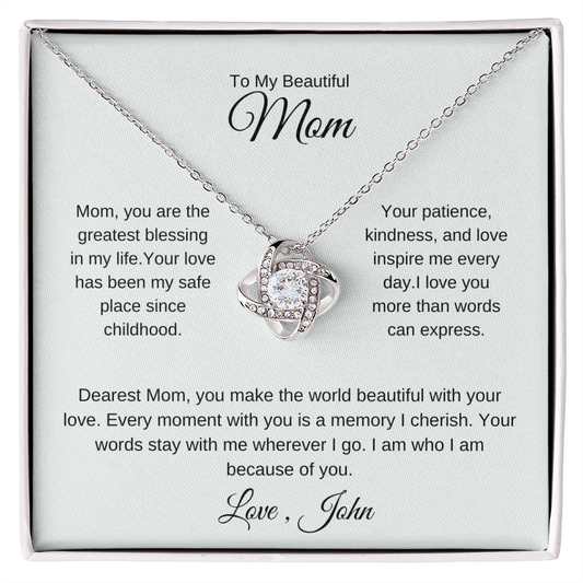 Mom Jewelry Gift Set – Necklace with Message Card & Gift Box