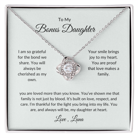 To My Bonus Daughter – Forever Circle Necklace Symbolizing Family Bond