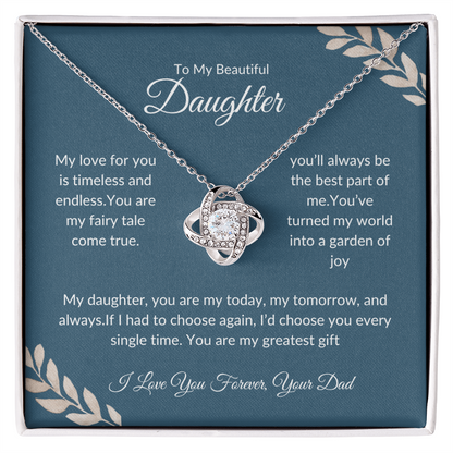 Daughter Birthday Gift | To My Daughter Love Knot Necklace