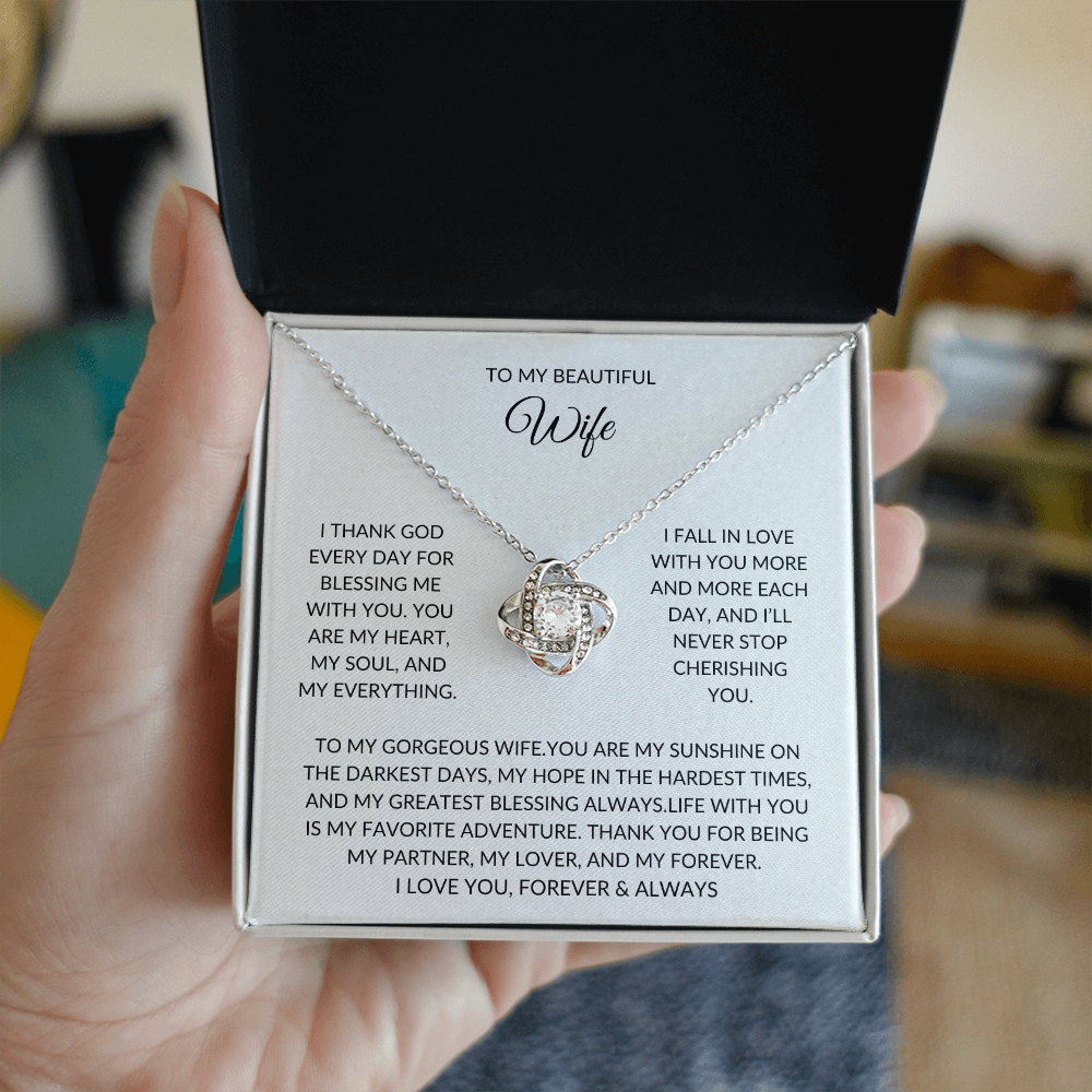 To My Beautiful Wife – Forever Love Necklace – A Gift She'll Never Forget