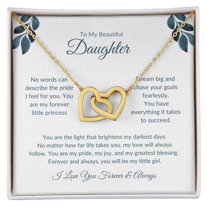 To My Daughter | Double Heart Necklace | Symbol of Endless Love