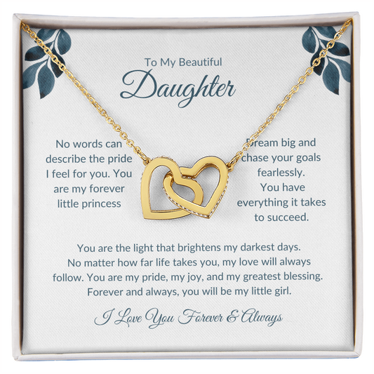 To My Daughter | Double Heart Necklace | Symbol of Endless Love