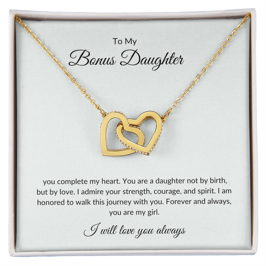 Bonus Daughter Jewelry – Love Pendant Necklace for Birthdays & Holidays