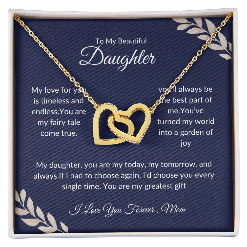 To My Beautiful Daughter - Heart Pendant Necklace - Love Mom
