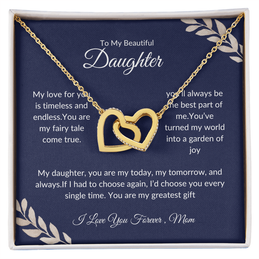 To My Beautiful Daughter - Heart Pendant Necklace - Love Mom
