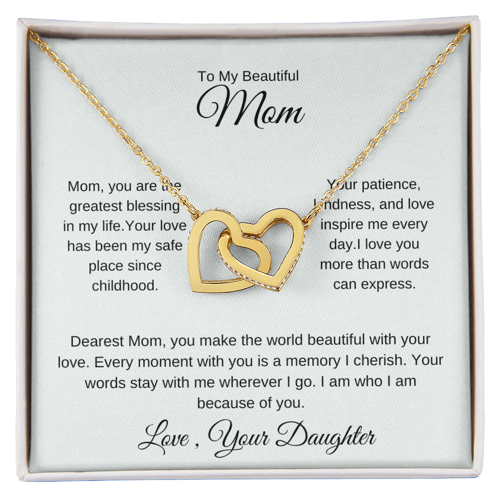 To My Mom – Elegant Love Pendant Necklace with Gratitude Card