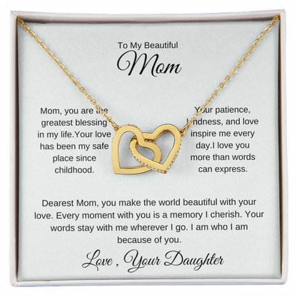 To My Mom – Elegant Love Pendant Necklace with Gratitude Card