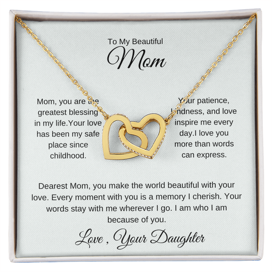 To My Mom – Elegant Love Pendant Necklace with Gratitude Card