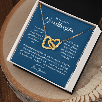 To My Granddaughter – Romantic Heart Pendant with Love Card