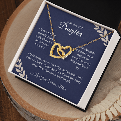 To My Beautiful Daughter - Heart Pendant Necklace - Love Mom