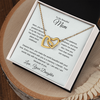 To My Mom – Elegant Love Pendant Necklace with Gratitude Card
