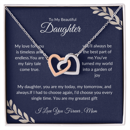 To My Beautiful Daughter - Heart Pendant Necklace - Love Mom