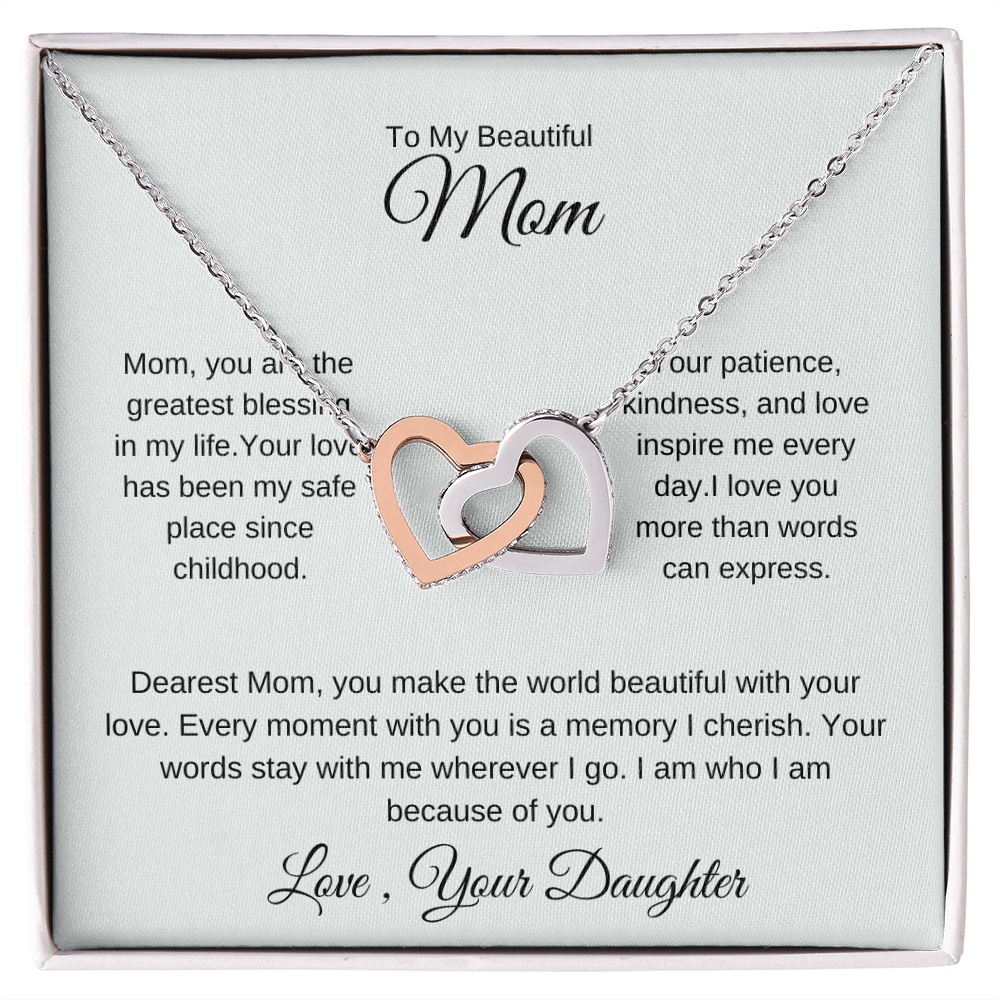 To My Mom – Elegant Love Pendant Necklace with Gratitude Card
