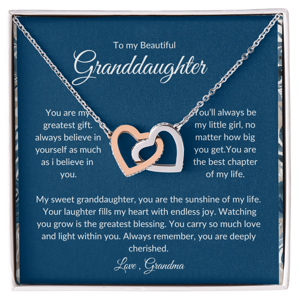 To My Granddaughter – Romantic Heart Pendant with Love Card