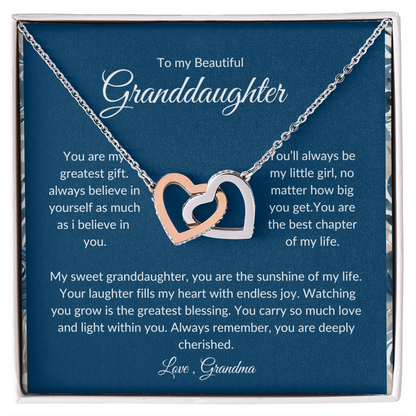 To My Granddaughter – Romantic Heart Pendant with Love Card