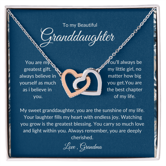 To My Granddaughter – Romantic Heart Pendant with Love Card