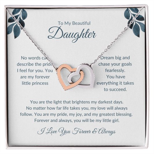 To My Daughter | Double Heart Necklace | Symbol of Endless Love
