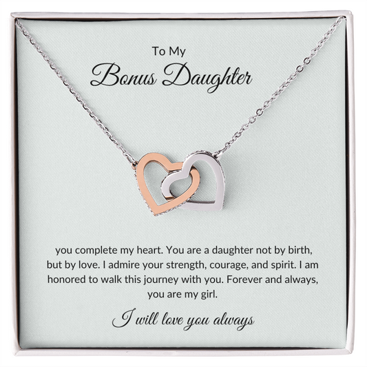 Bonus Daughter Jewelry – Love Pendant Necklace for Birthdays & Holidays