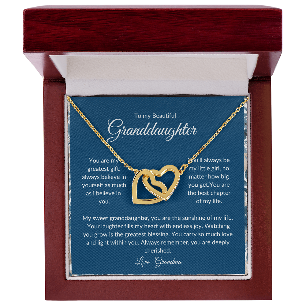 To My Granddaughter – Romantic Heart Pendant with Love Card