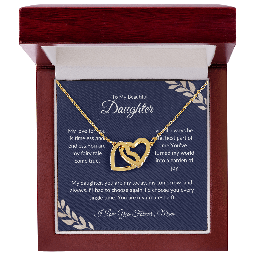 To My Beautiful Daughter - Heart Pendant Necklace - Love Mom