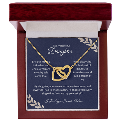 To My Beautiful Daughter - Heart Pendant Necklace - Love Mom