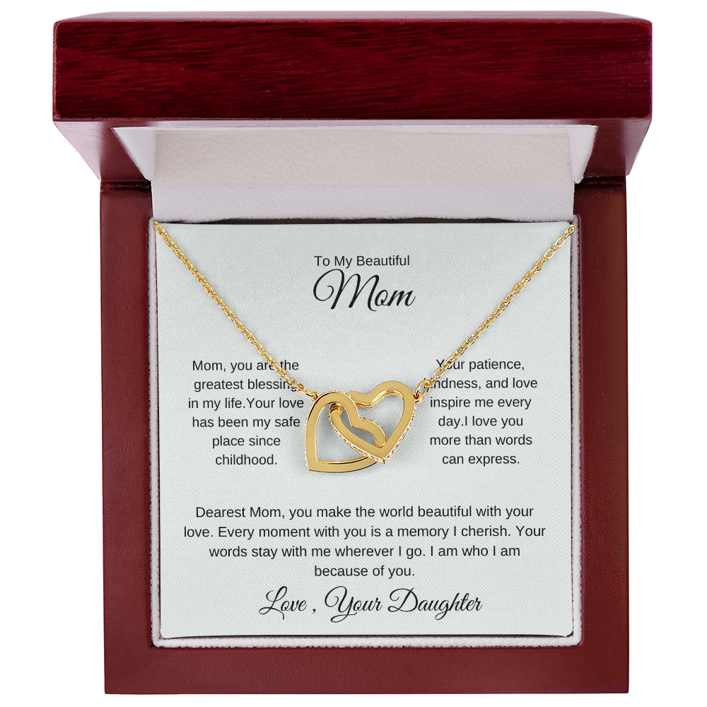 To My Mom – Elegant Love Pendant Necklace with Gratitude Card