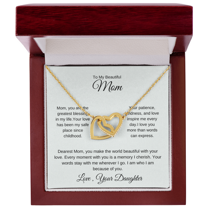 To My Mom – Elegant Love Pendant Necklace with Gratitude Card
