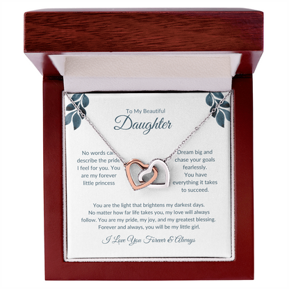 To My Daughter | Double Heart Necklace | Symbol of Endless Love