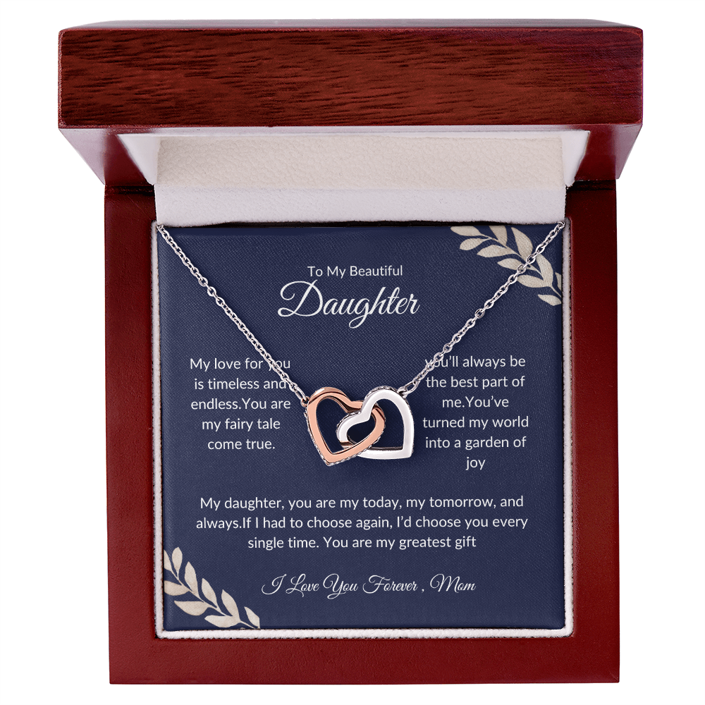 To My Beautiful Daughter - Heart Pendant Necklace - Love Mom
