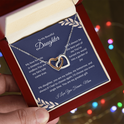To My Beautiful Daughter - Heart Pendant Necklace - Love Mom