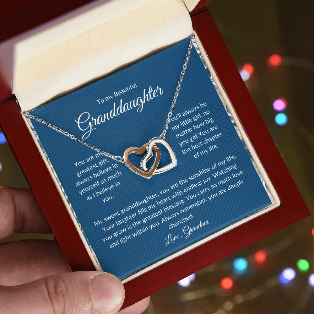 To My Granddaughter – Romantic Heart Pendant with Love Card