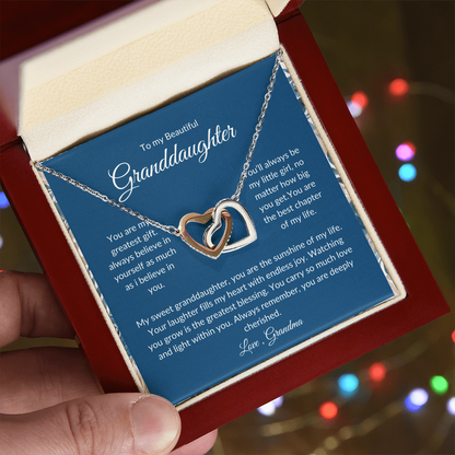 To My Granddaughter – Romantic Heart Pendant with Love Card