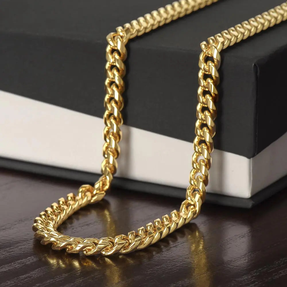 Cuban Link Chain Necklace 14K Gold finish Personalized Gift for Son prime Collection Hub