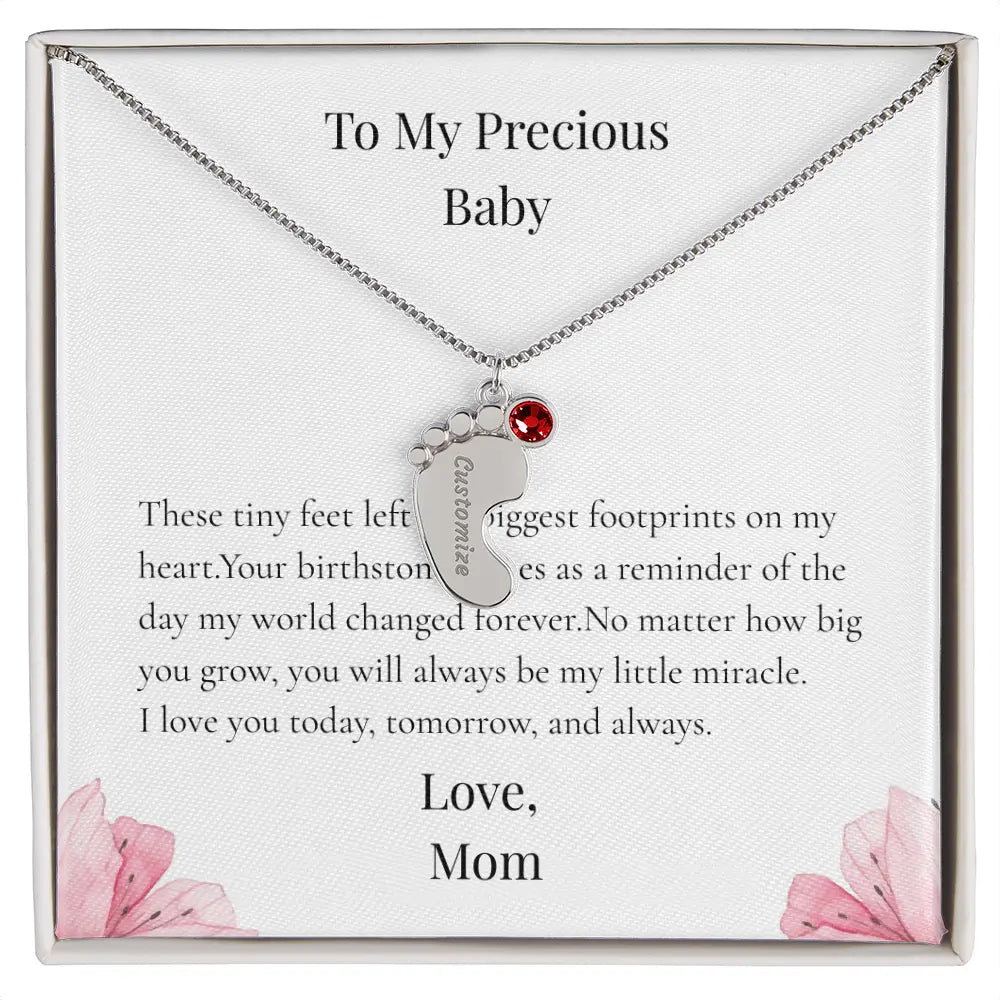 Custom Baby Feet Necklace with Birthstone Personalized Name Pendant Meaningful Gift Mom Grandma Keepsake prime Collection Hub