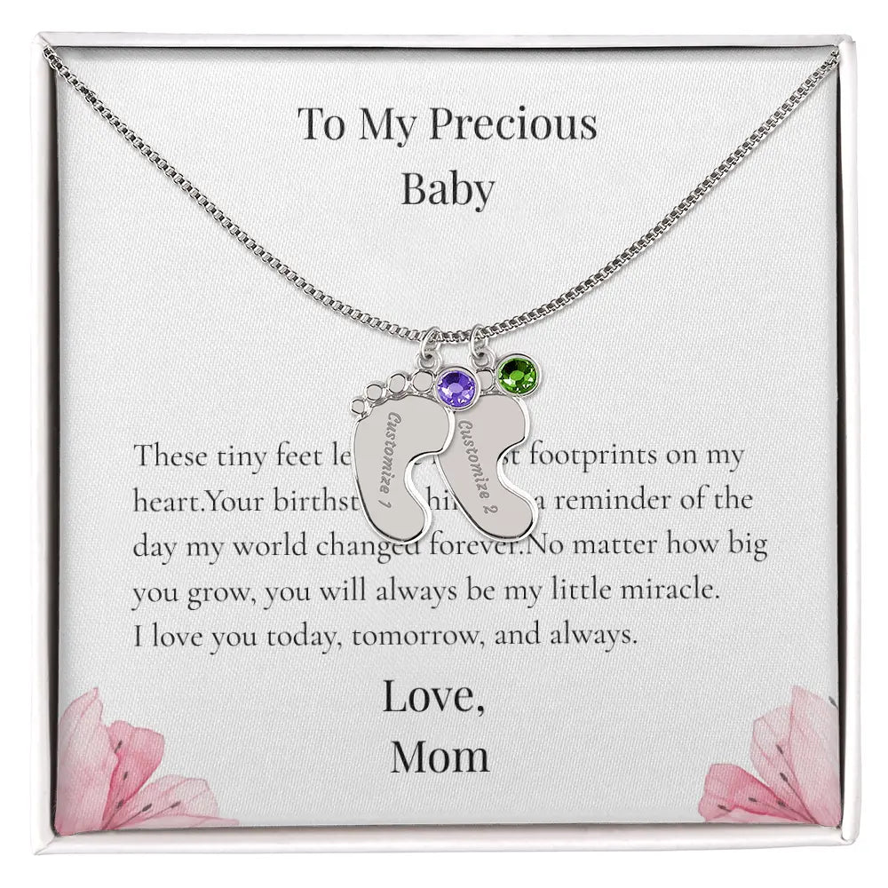 Custom Baby Feet Necklace with Birthstone Personalized Name Pendant Meaningful Gift Mom Grandma Keepsake prime Collection Hub